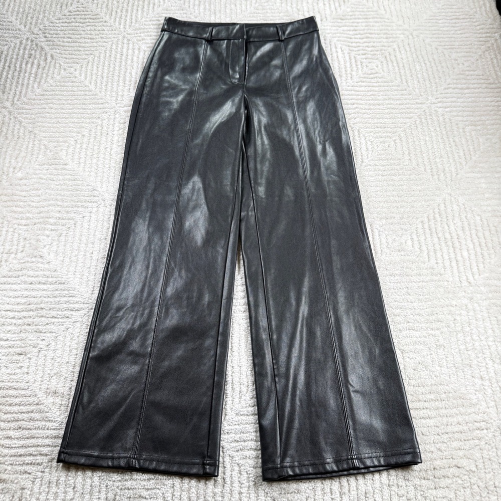 Avec Les Filles Faux Leather Pants Women's Small Black Wide Leg High Rise Edgy